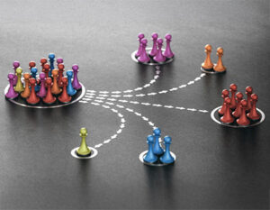 an image of ludo pieces in circles connected by lines