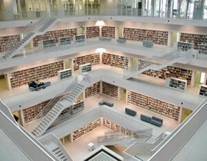 An image of a library showing many floors.