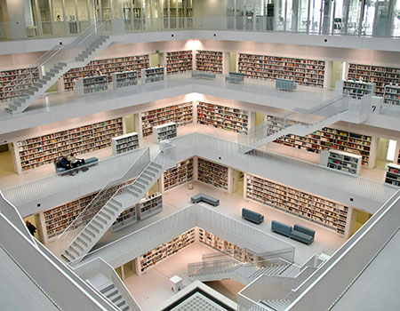 An image of a library showing many floors.